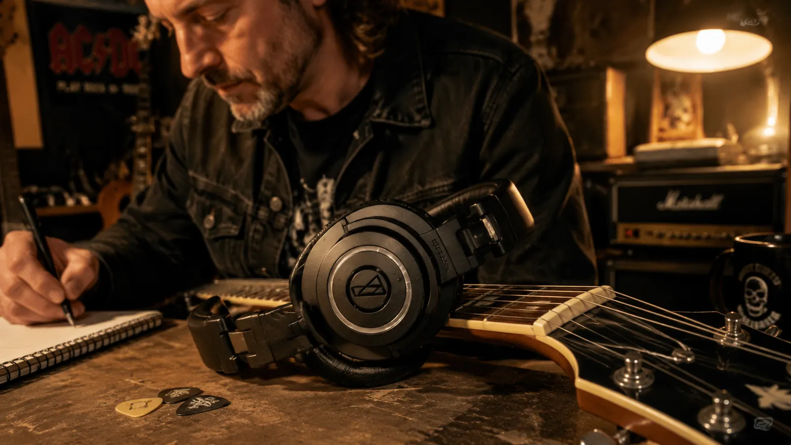 Close-up of the ATH-M50x ear cup showing the closed-back driver housing